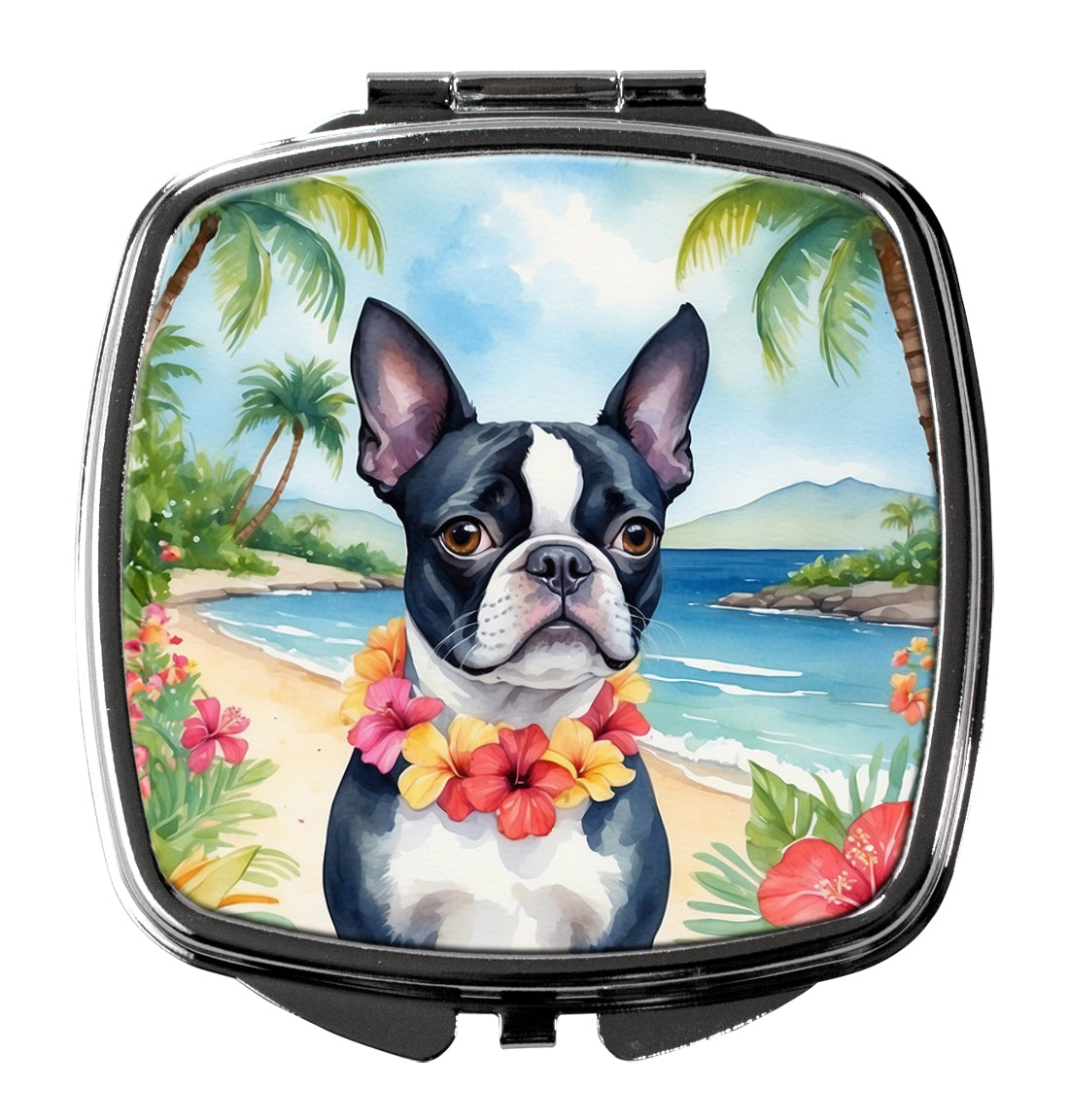 Buy this Boston Terrier Luau Compact Mirror