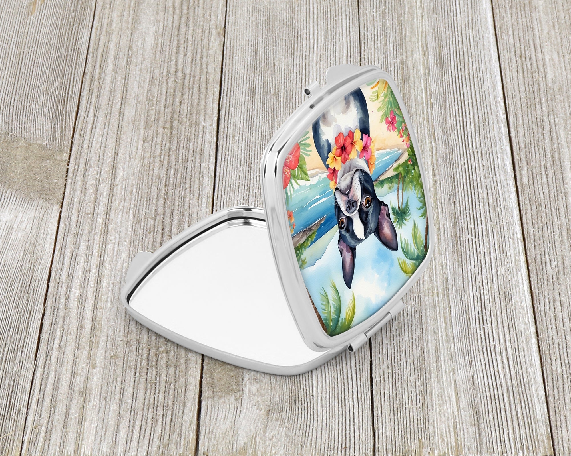 Buy this Boston Terrier Luau Compact Mirror