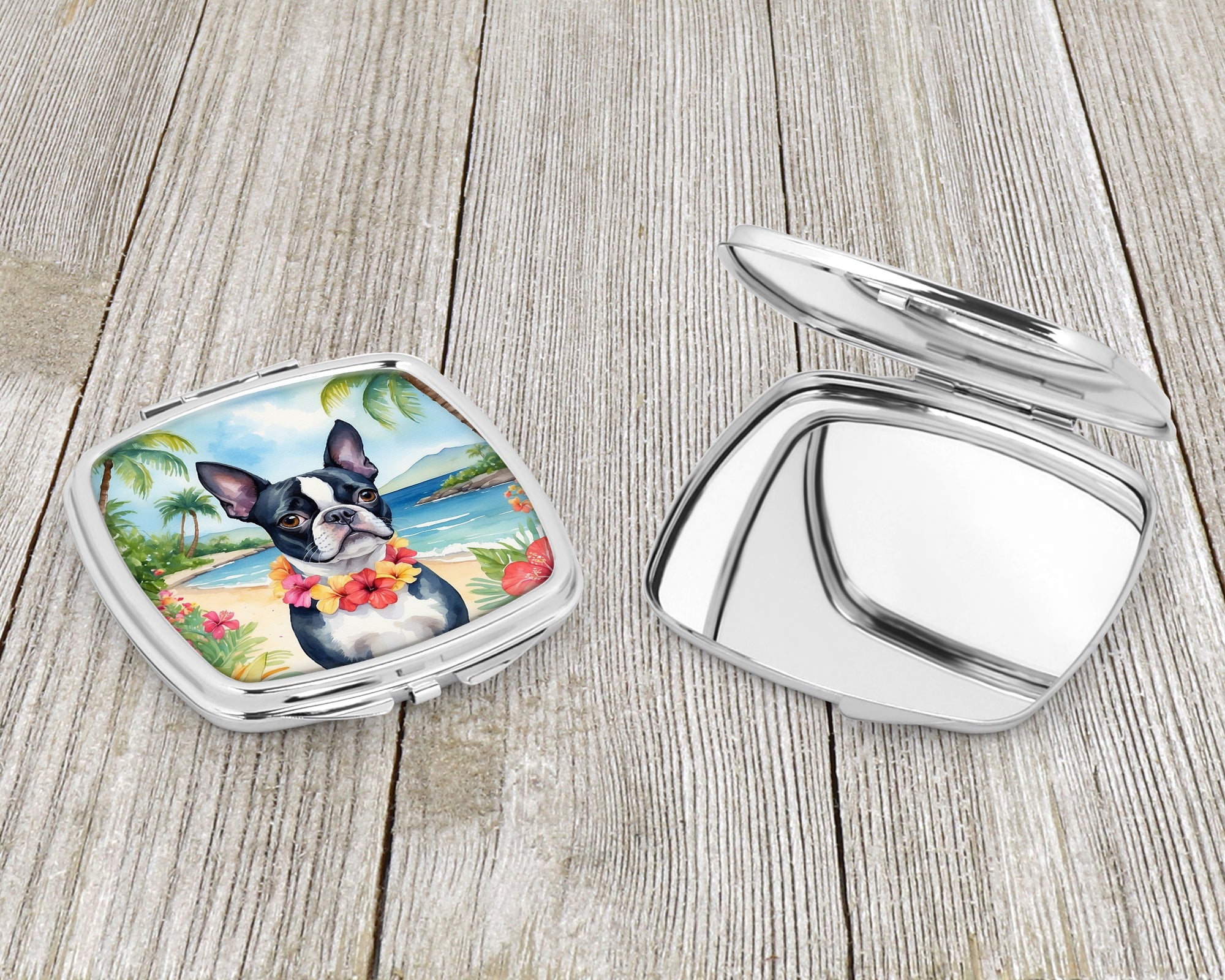 Boston Terrier Luau Compact Mirror