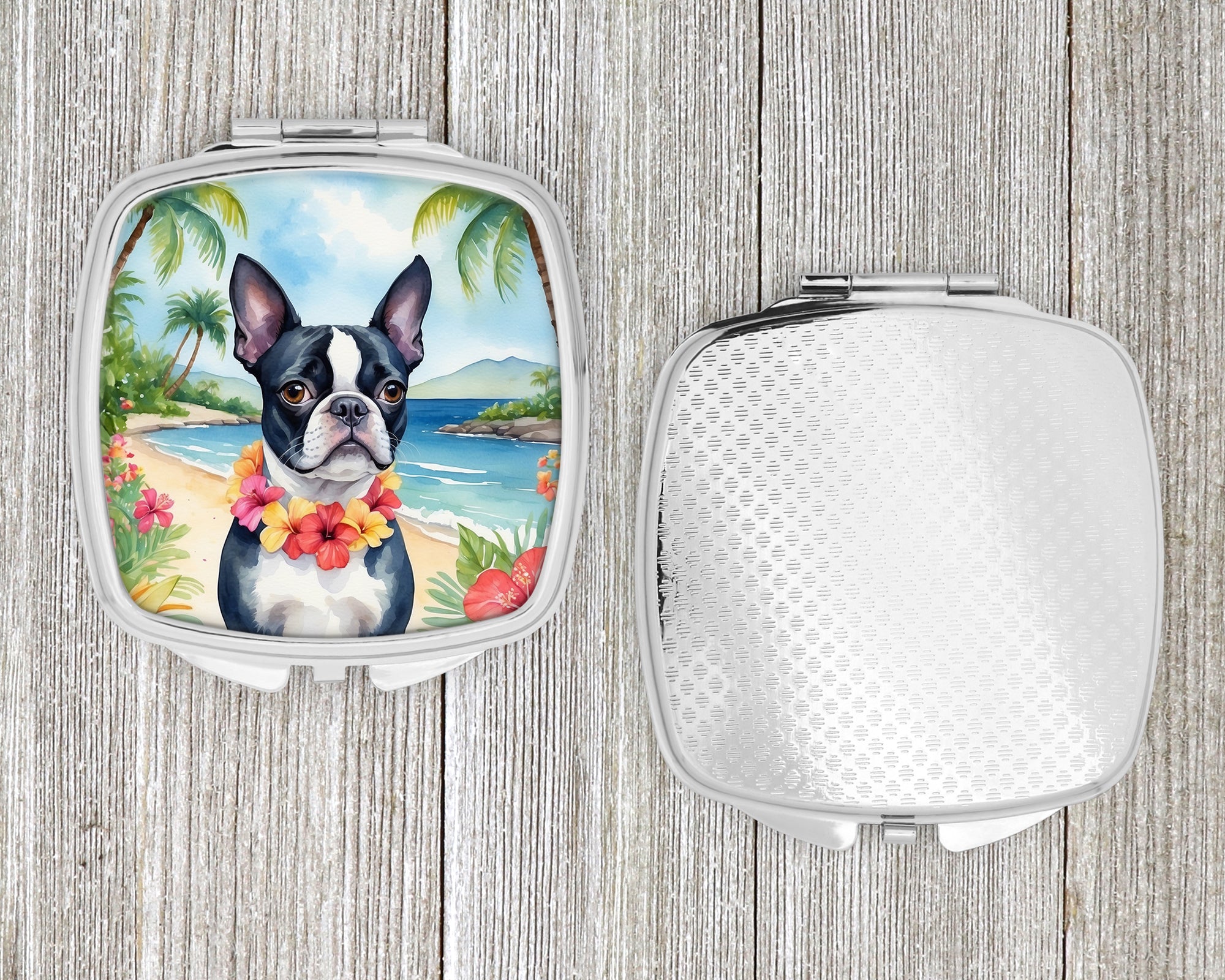 Boston Terrier Luau Compact Mirror