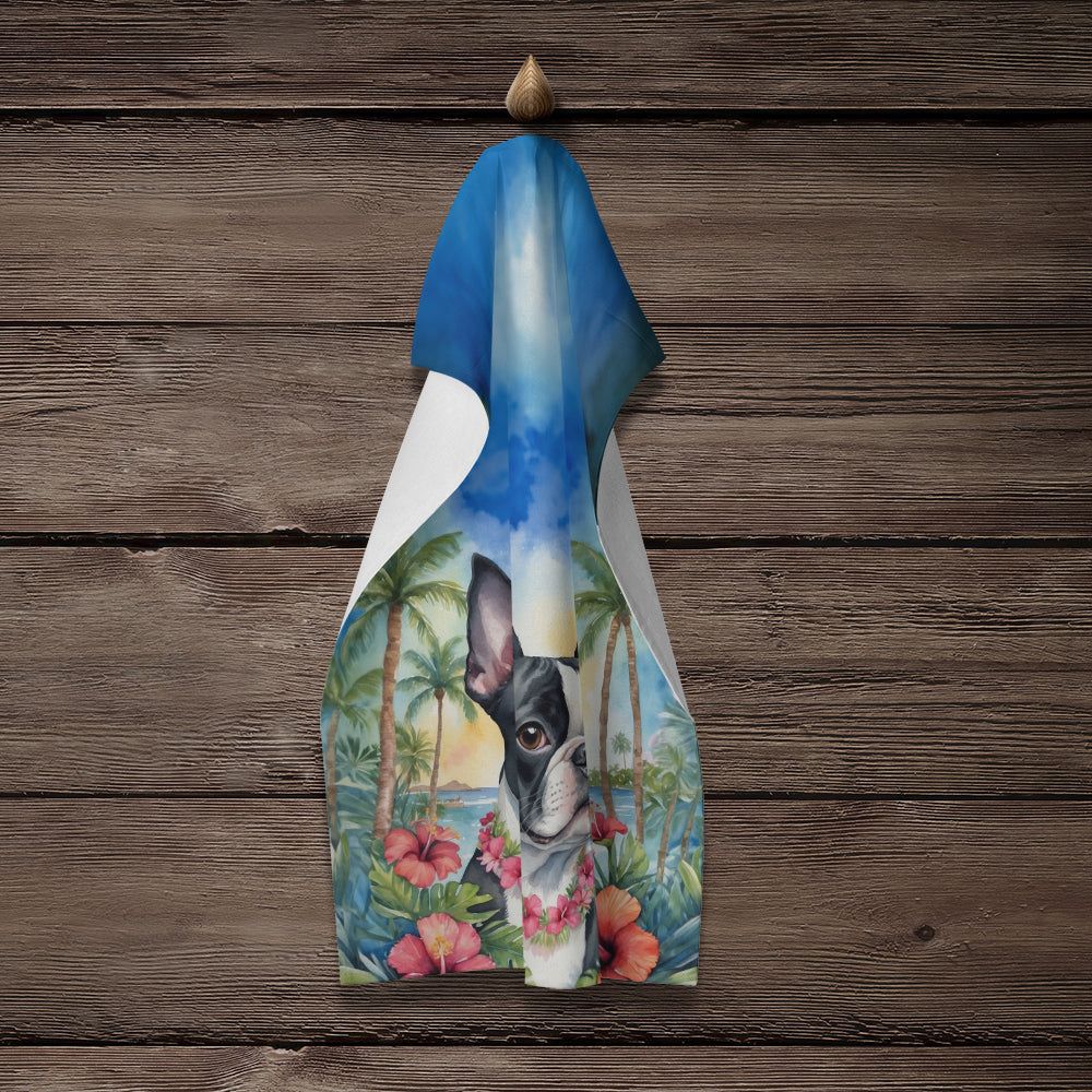 Boston Terrier Luau Kitchen Towel