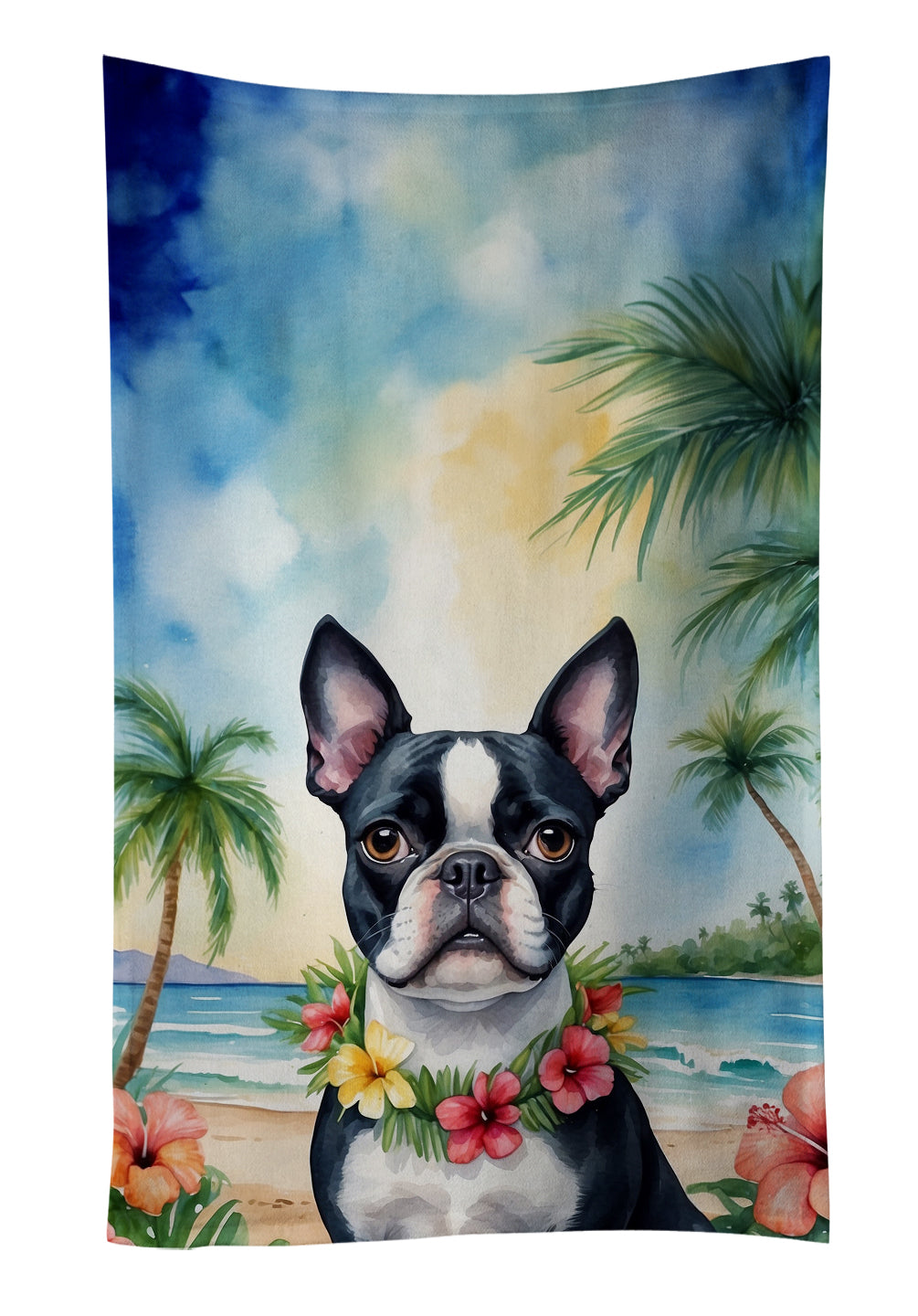 Buy this Boston Terrier Luau Kitchen Towel