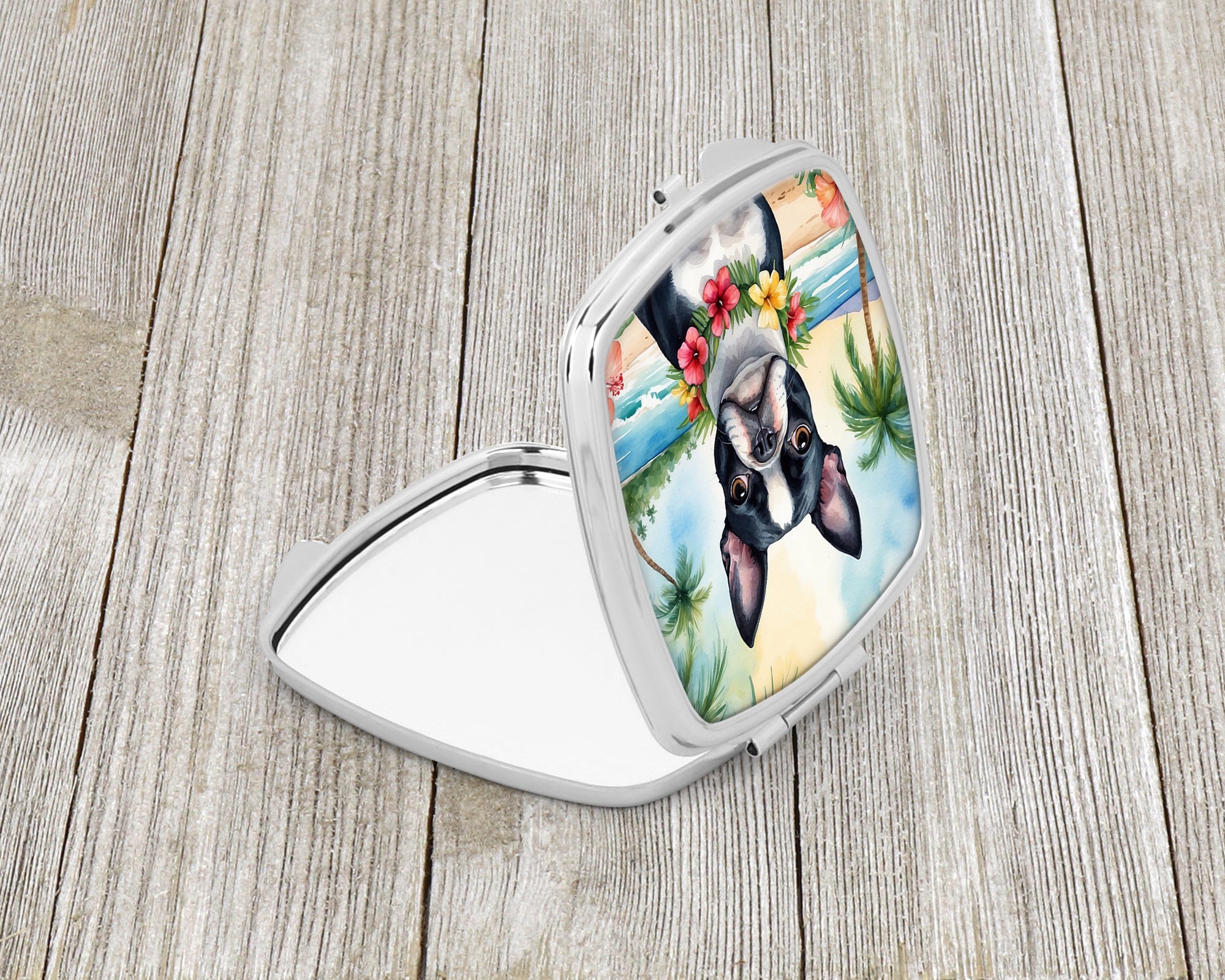 Boston Terrier Luau Compact Mirror