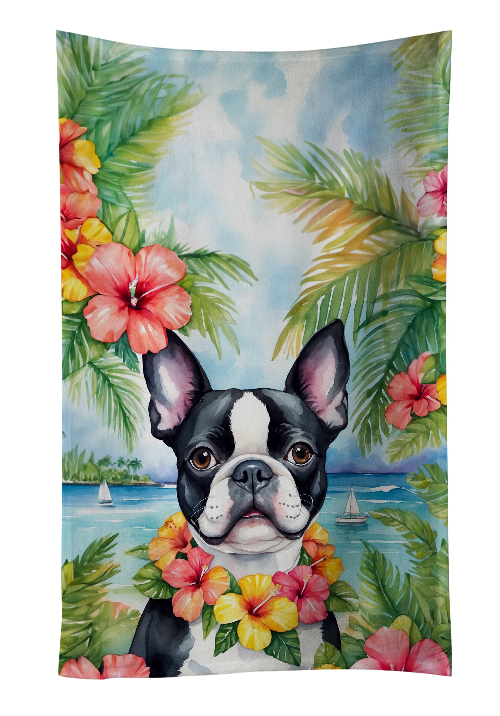 Buy this Boston Terrier Luau Kitchen Towel