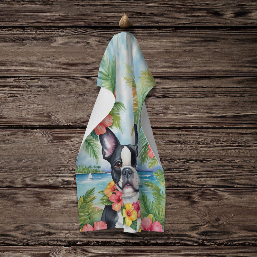 Boston Terrier Luau Kitchen Towel