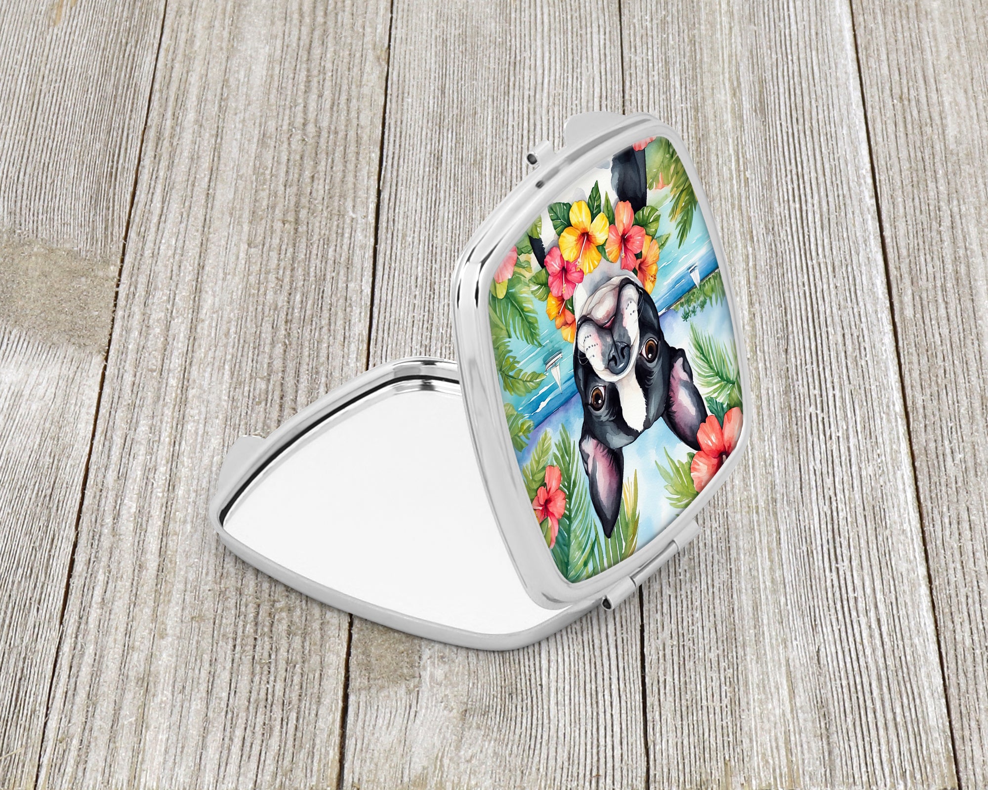 Boston Terrier Luau Compact Mirror