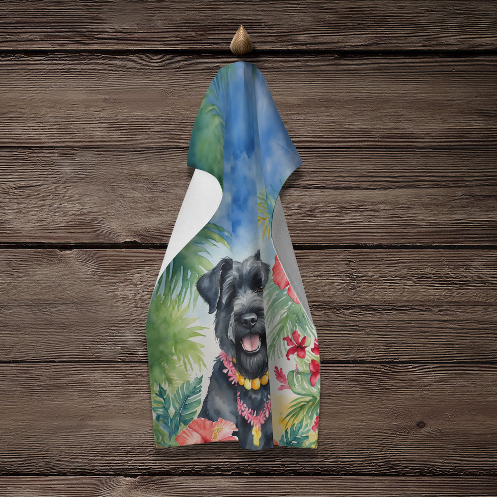 Bouvier des Flandres Luau Kitchen Towel