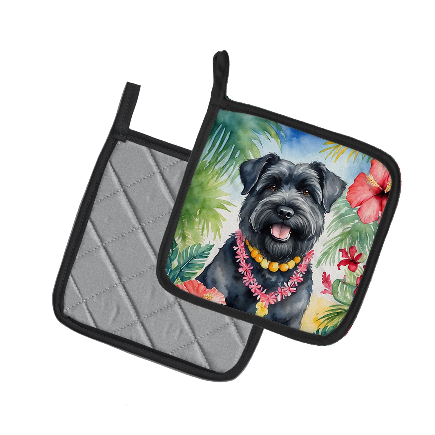 Buy this Bouvier des Flandres Luau Pair of Pot Holders