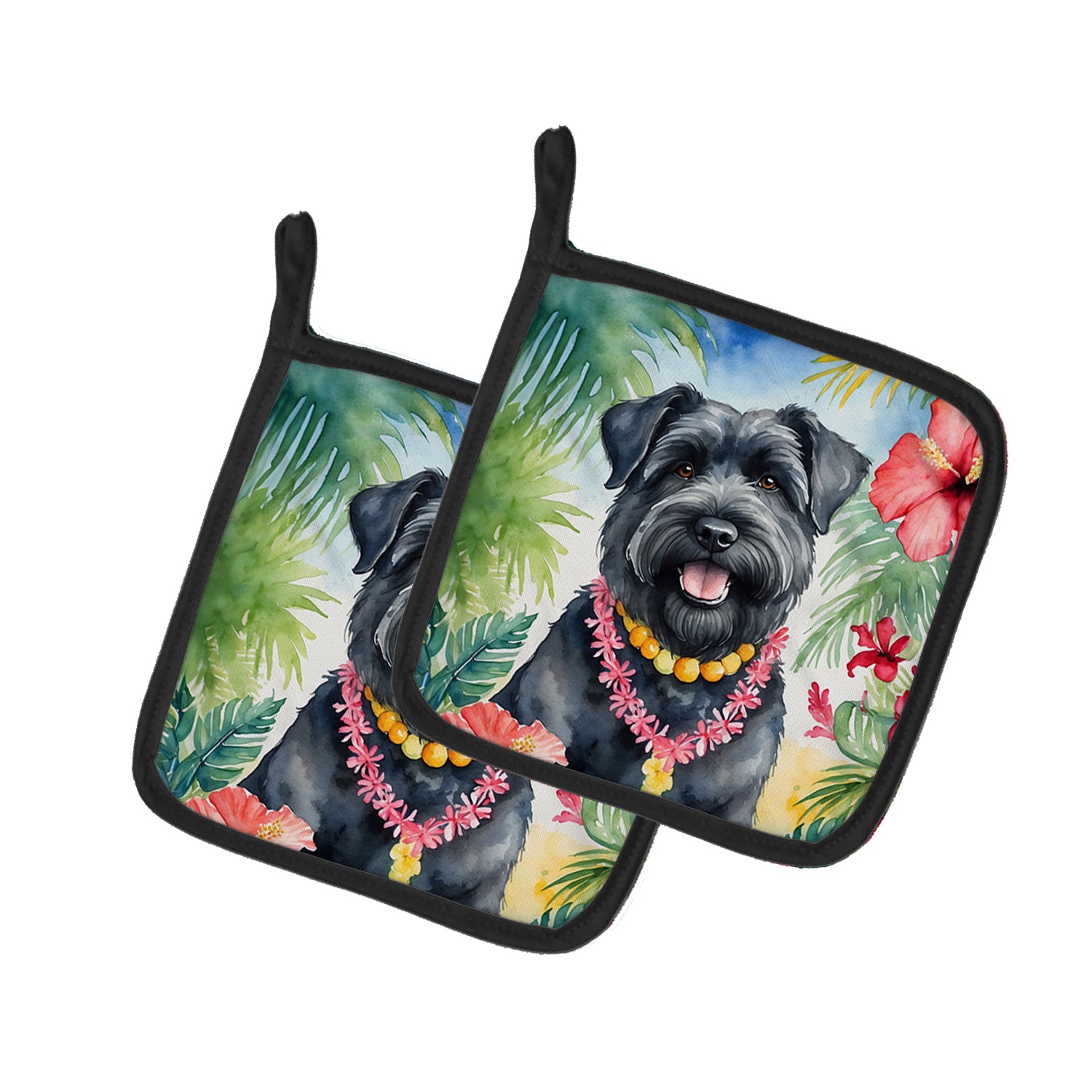 Buy this Bouvier des Flandres Luau Pair of Pot Holders