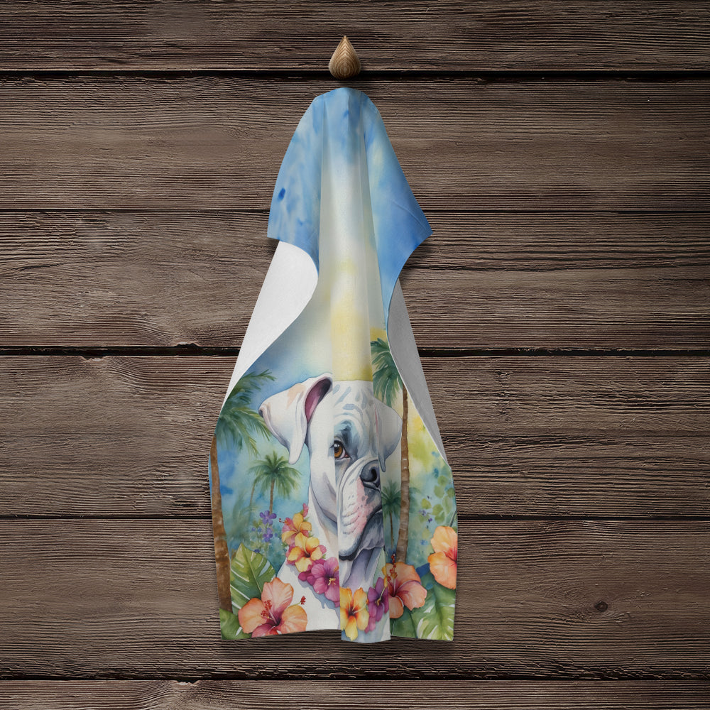 White Boxer Luau Kitchen Towel