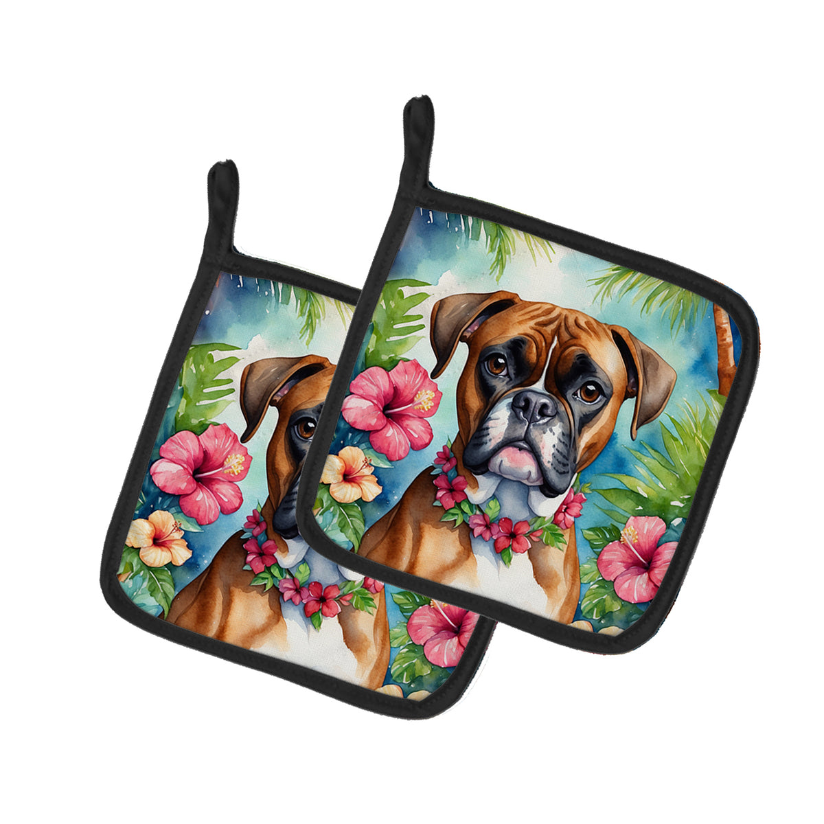 Buy this Boxer Luau Pair of Pot Holders