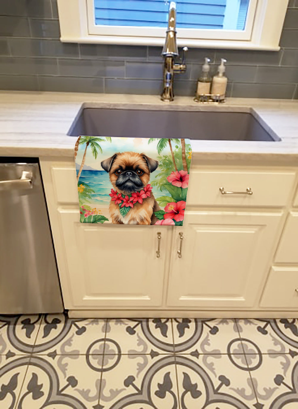 Brussels Griffon Luau Kitchen Towel