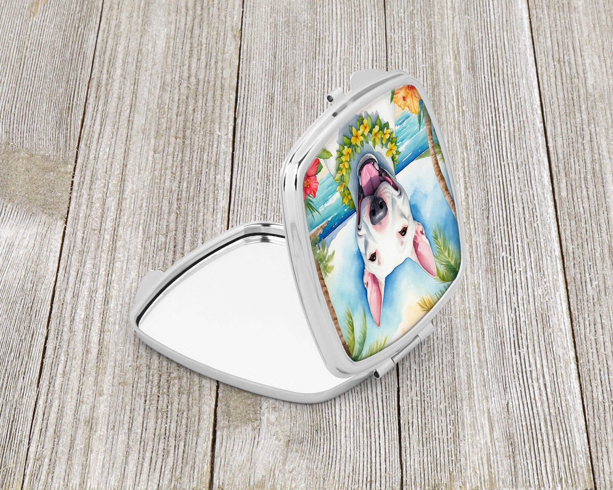 Buy this Bull Terrier Luau Compact Mirror