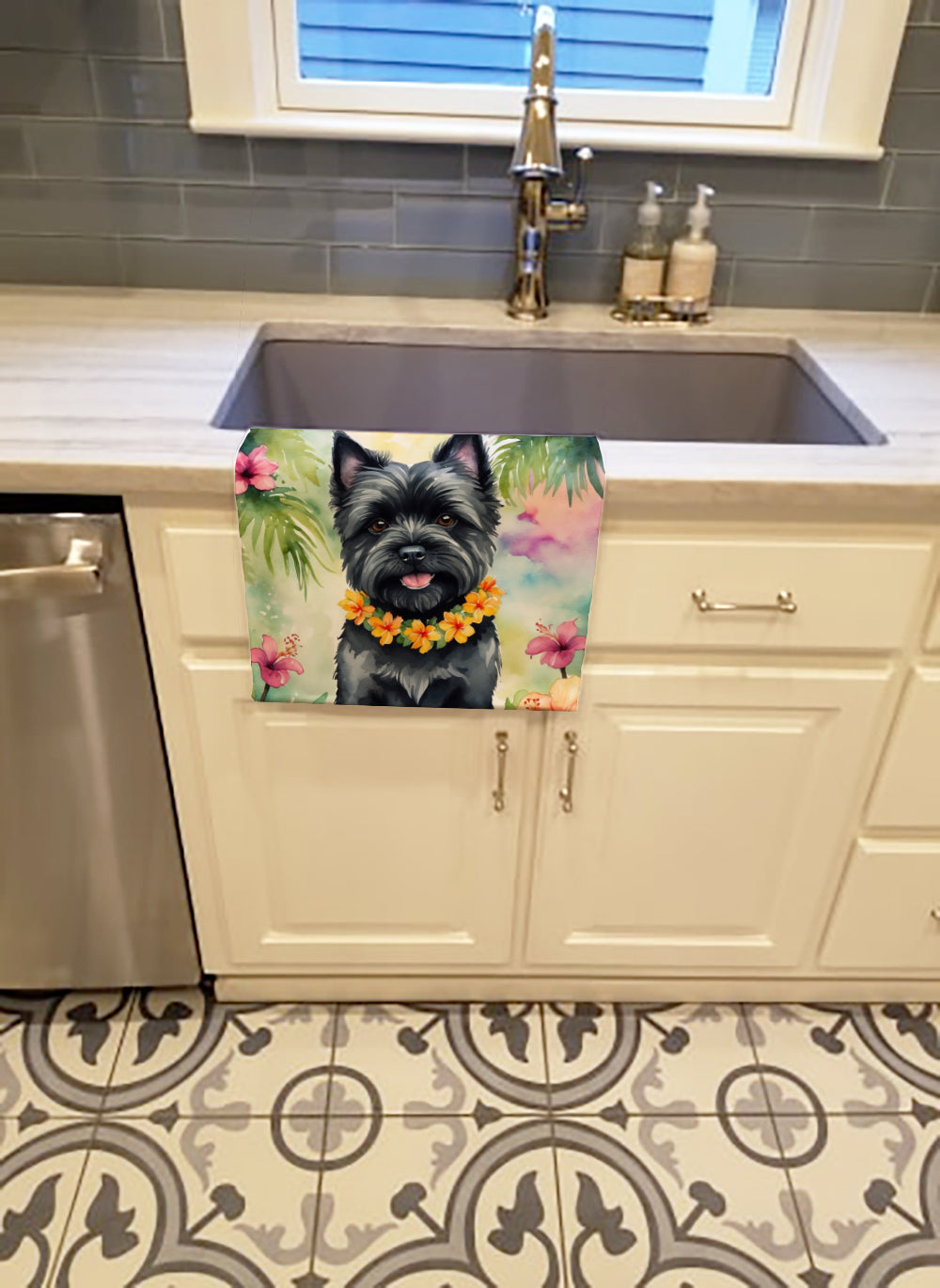 Buy this Cairn Terrier Luau Kitchen Towel