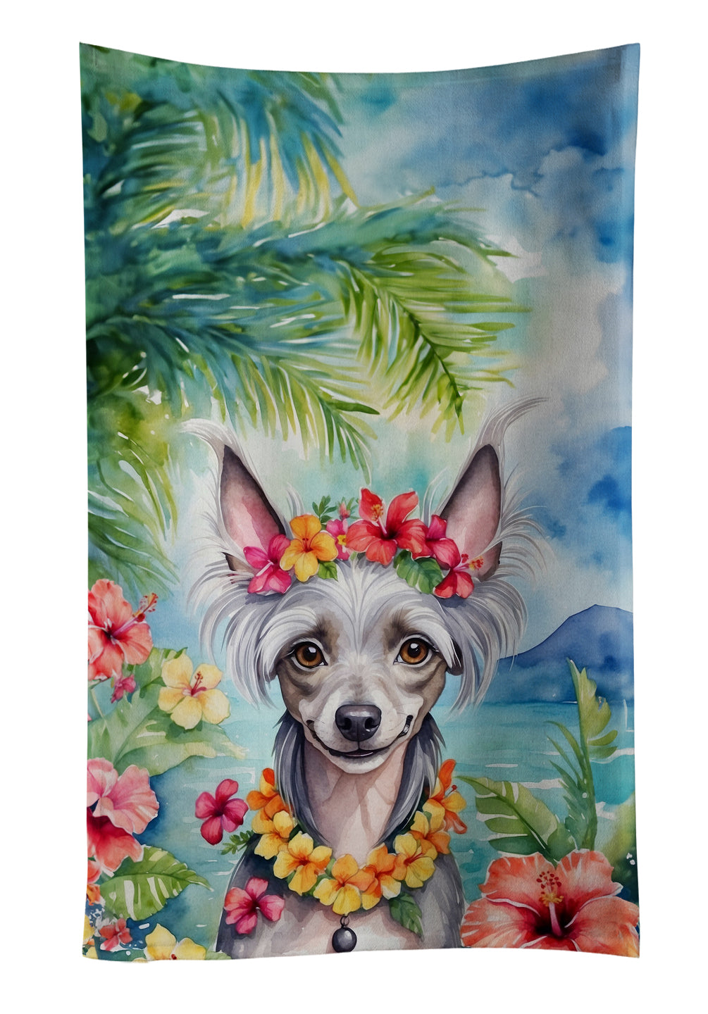 Buy this Chinese Crested Luau Kitchen Towel