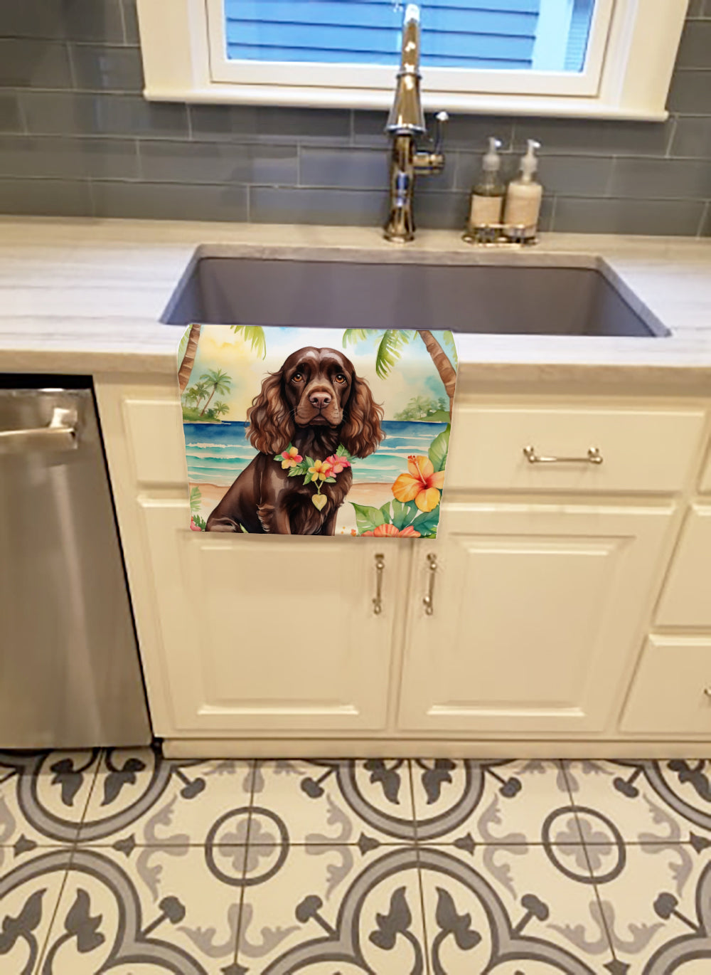 Cocker Spaniel Luau Kitchen Towel