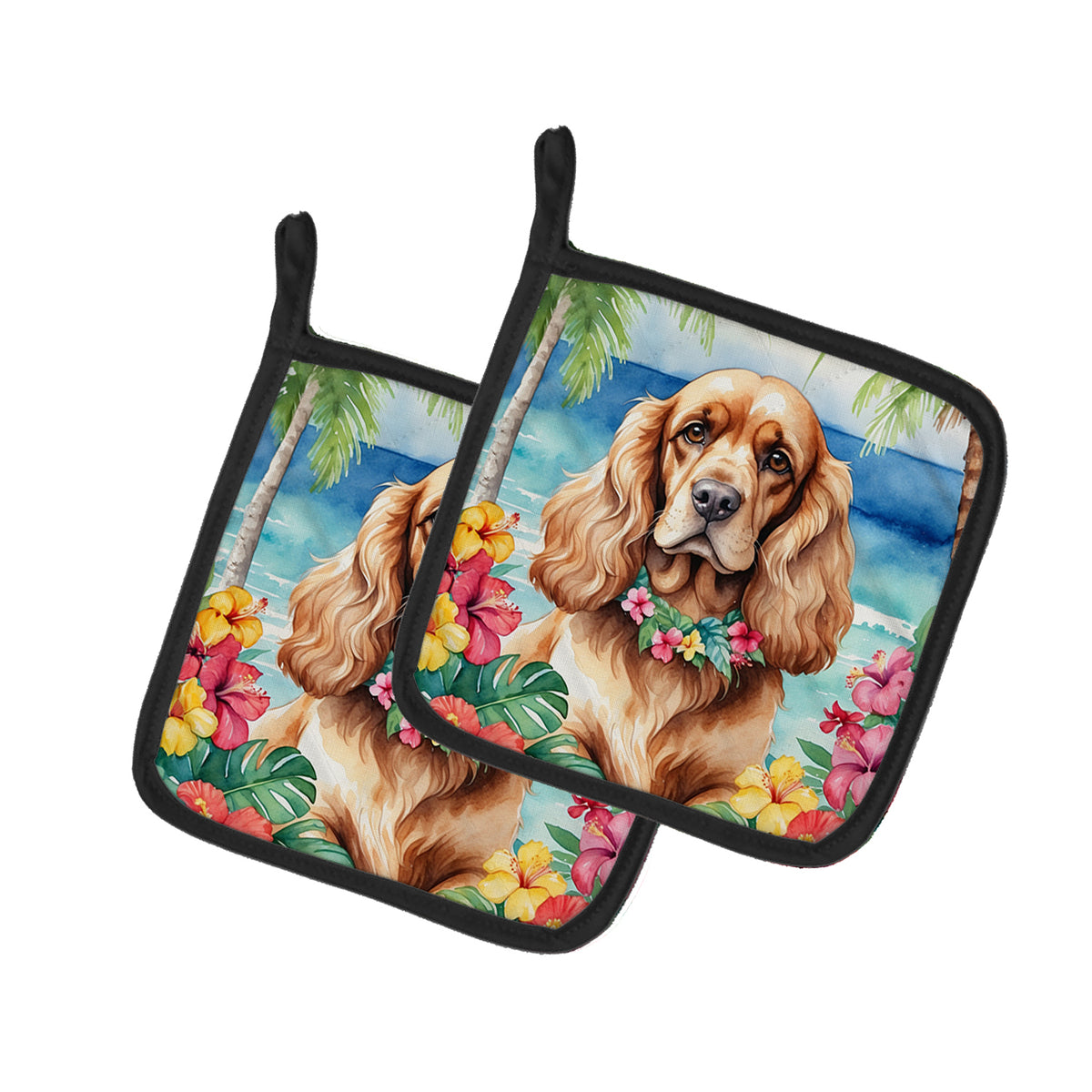 Buy this Cocker Spaniel Luau Pair of Pot Holders