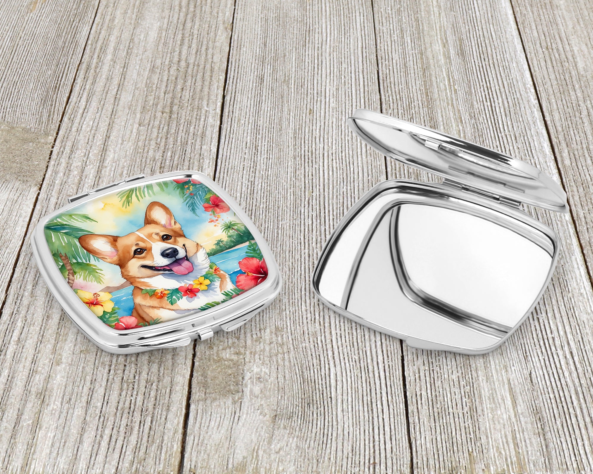 Corgi Luau Compact Mirror