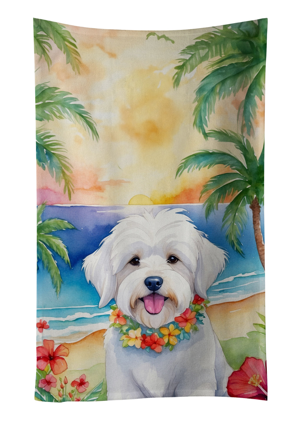 Buy this Coton de Tulear Luau Kitchen Towel