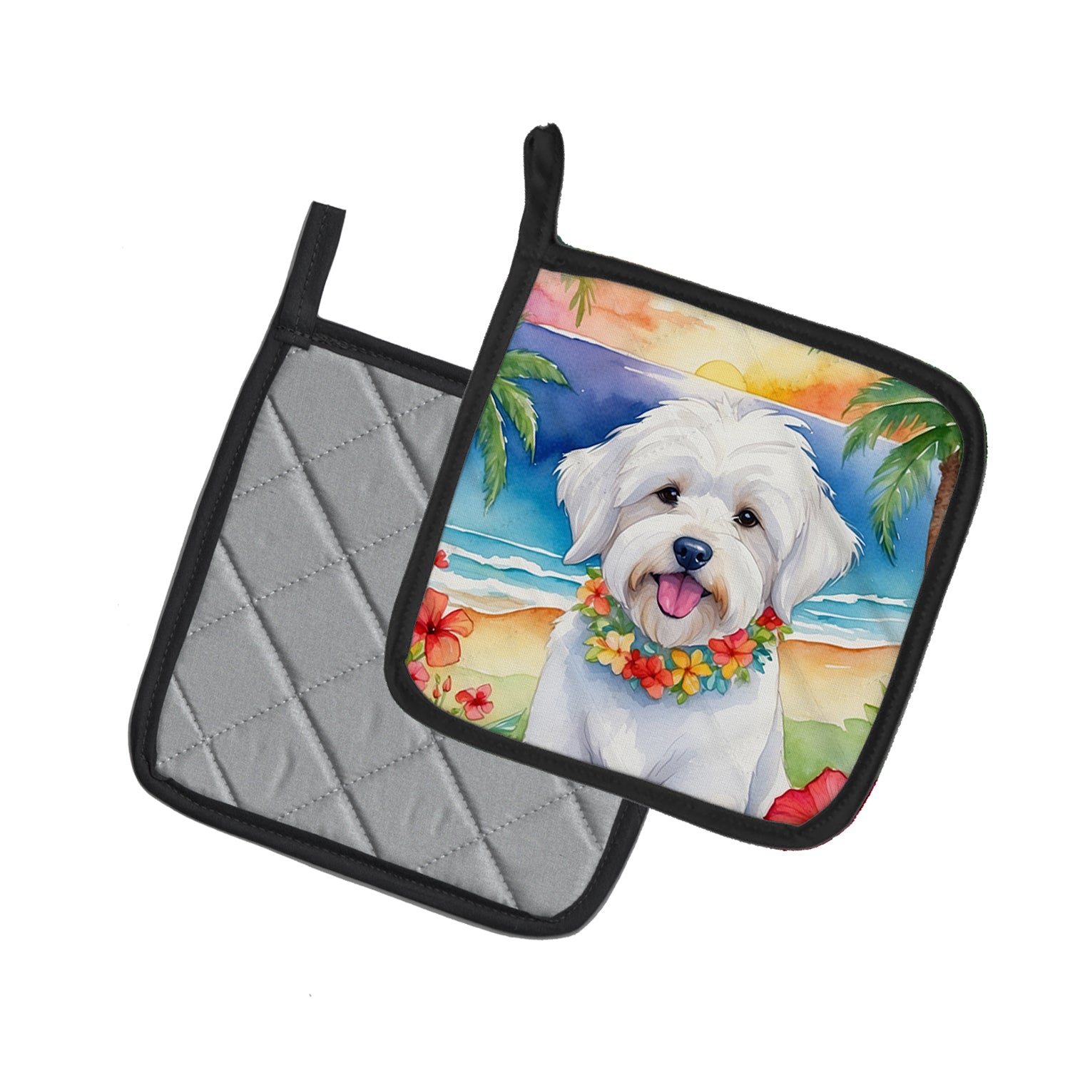 Buy this Coton de Tulear Luau Pair of Pot Holders