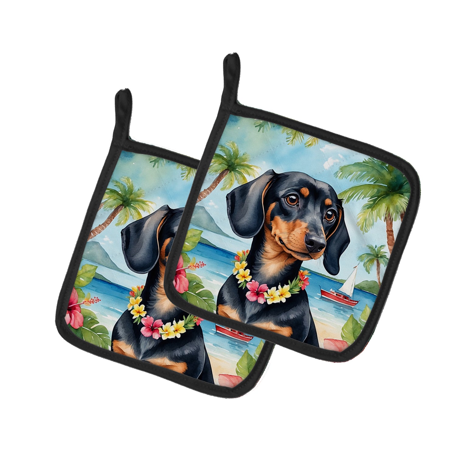 Buy this Dachshund Luau Pair of Pot Holders