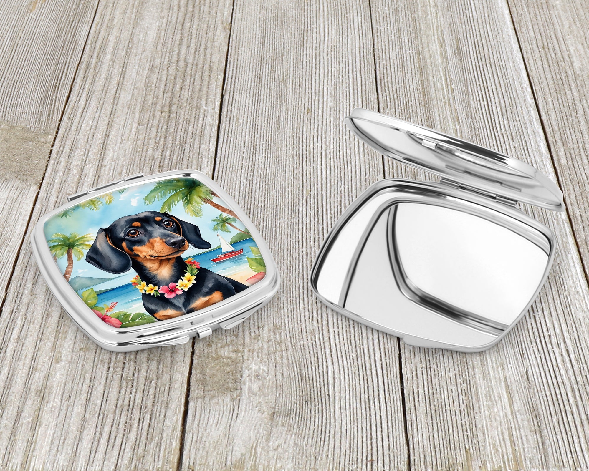 Dachshund Luau Compact Mirror