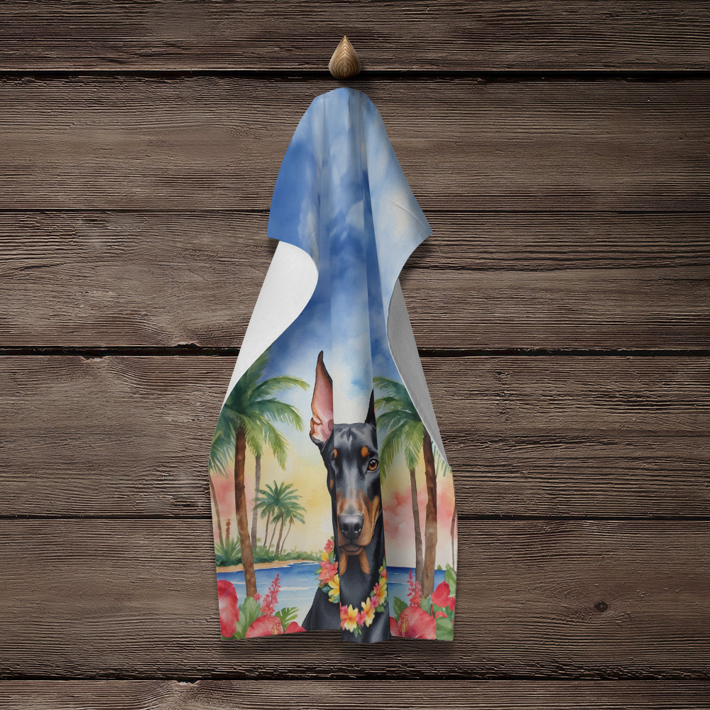 Doberman Pinscher Luau Kitchen Towel