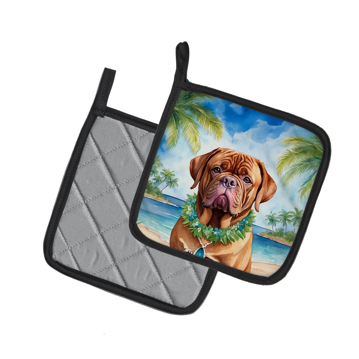 Buy this Dogue de Bordeaux Luau Pair of Pot Holders