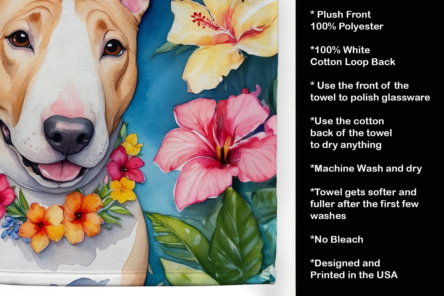 English Bull Terrier Luau Kitchen Towel