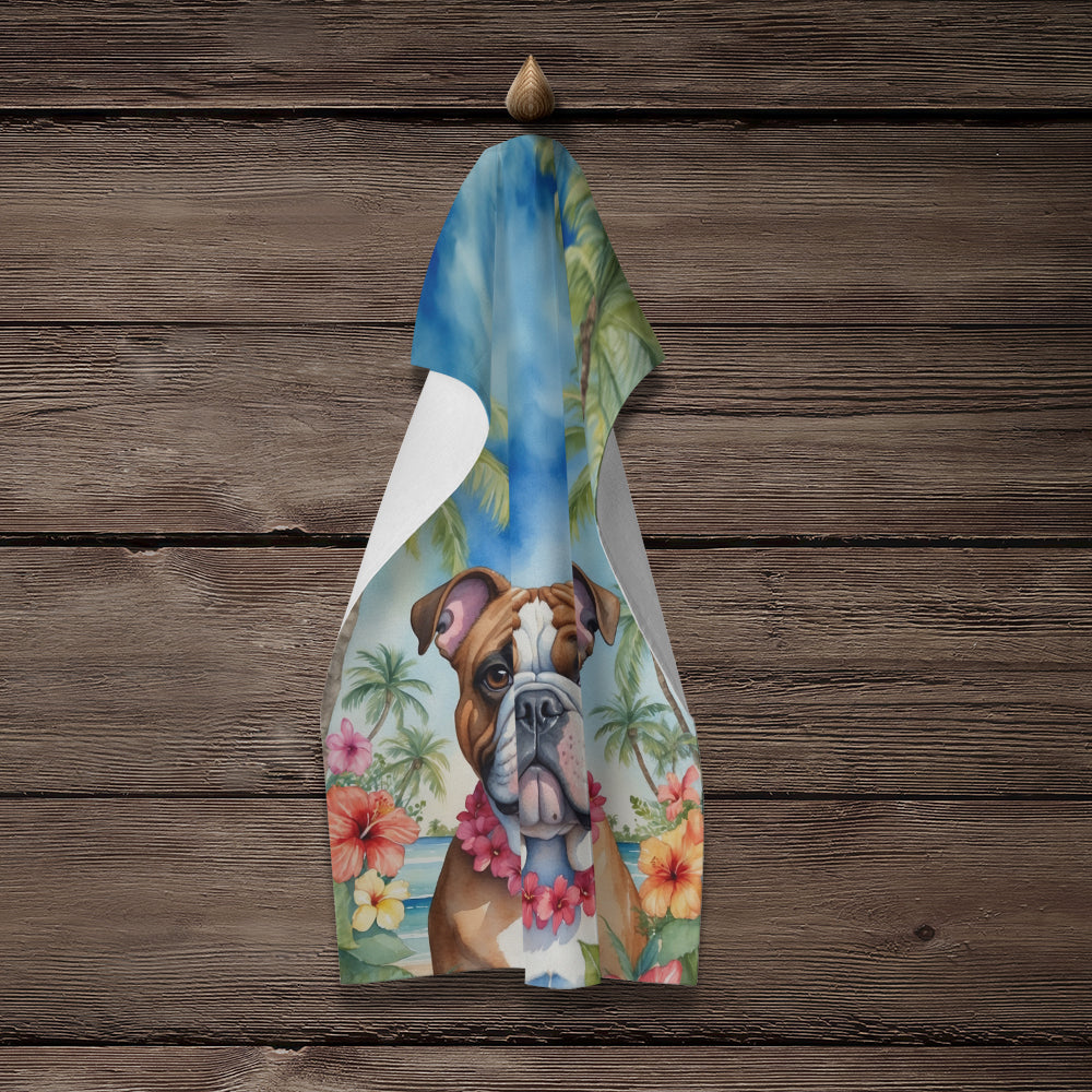 English Bulldog Luau Kitchen Towel