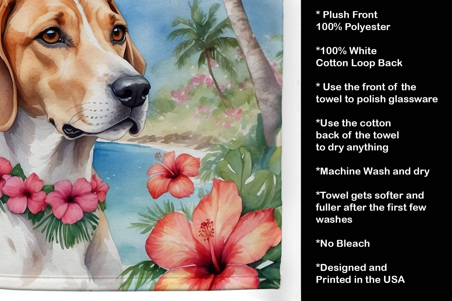 English Foxhound Luau Kitchen Towel