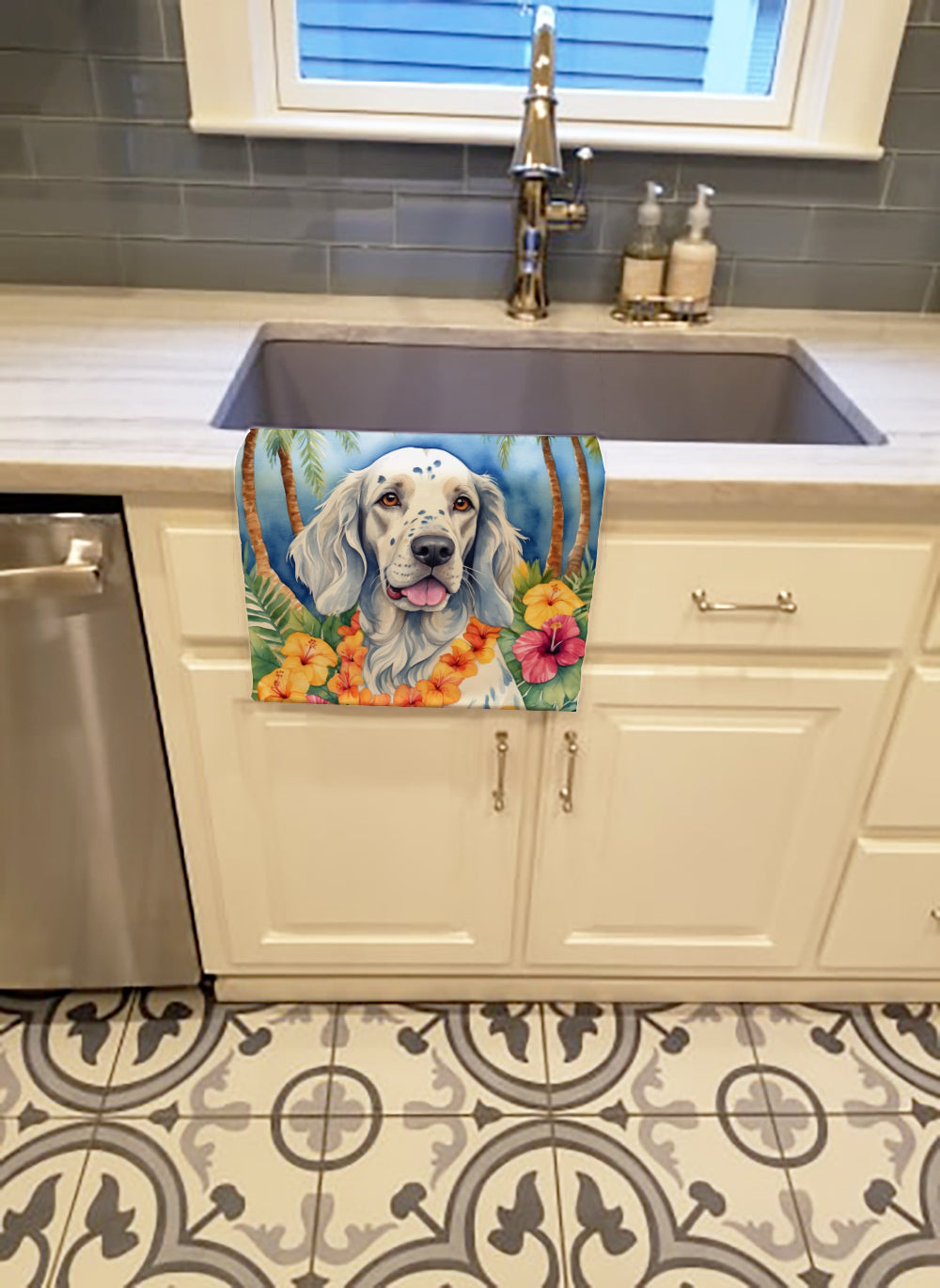 Buy this English Setter Luau Kitchen Towel