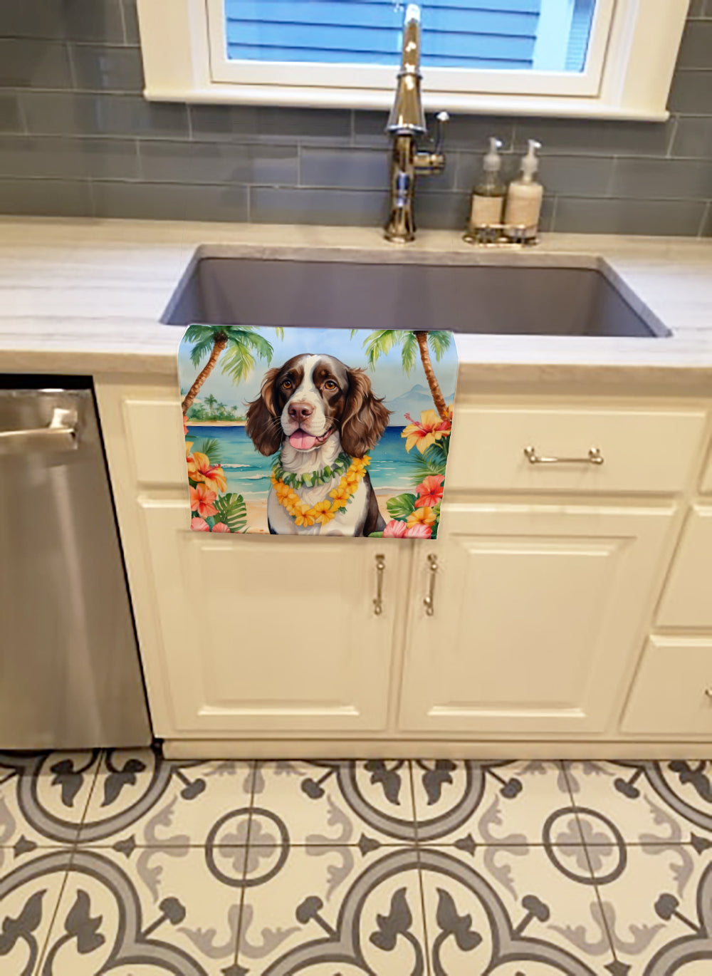 Buy this English Springer Spaniel Luau Kitchen Towel