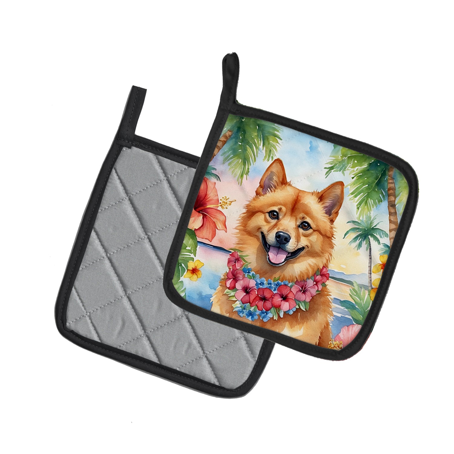 Buy this Finnish Spitz Luau Pair of Pot Holders