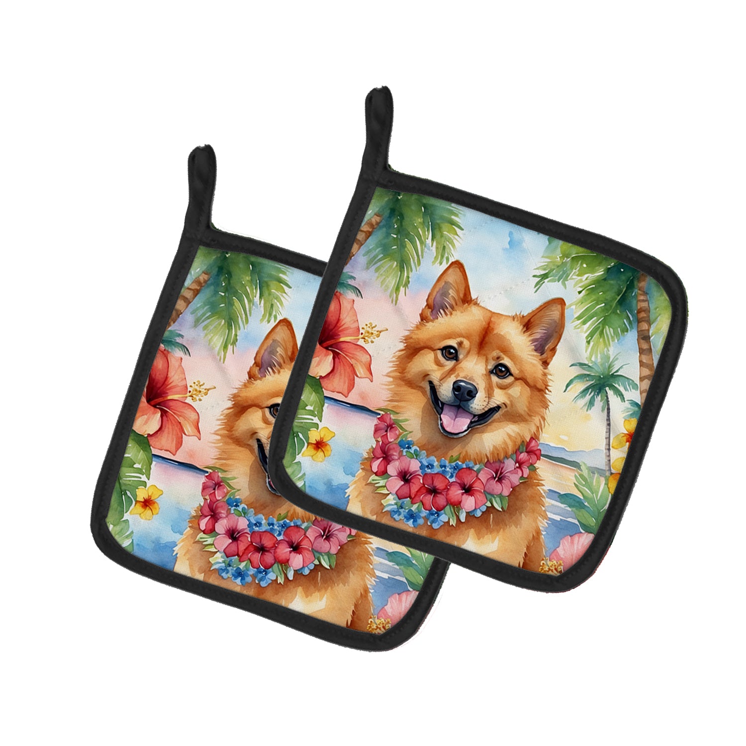 Buy this Finnish Spitz Luau Pair of Pot Holders