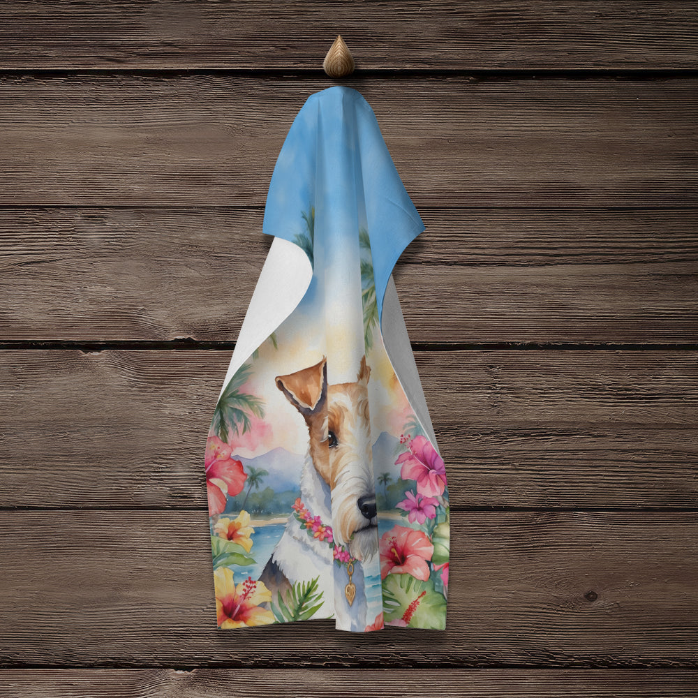 Fox Terrier Luau Kitchen Towel