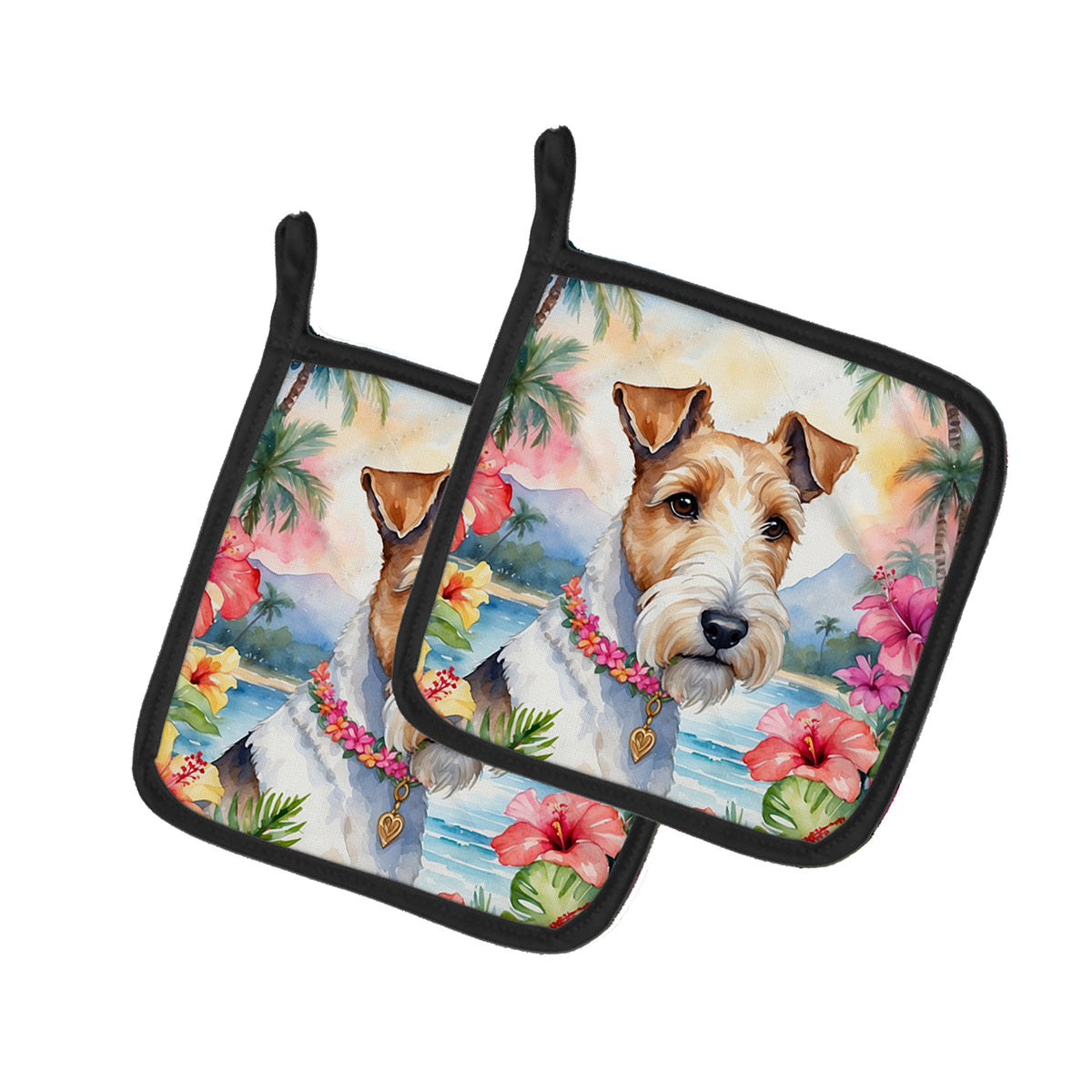 Buy this Fox Terrier Luau Pair of Pot Holders