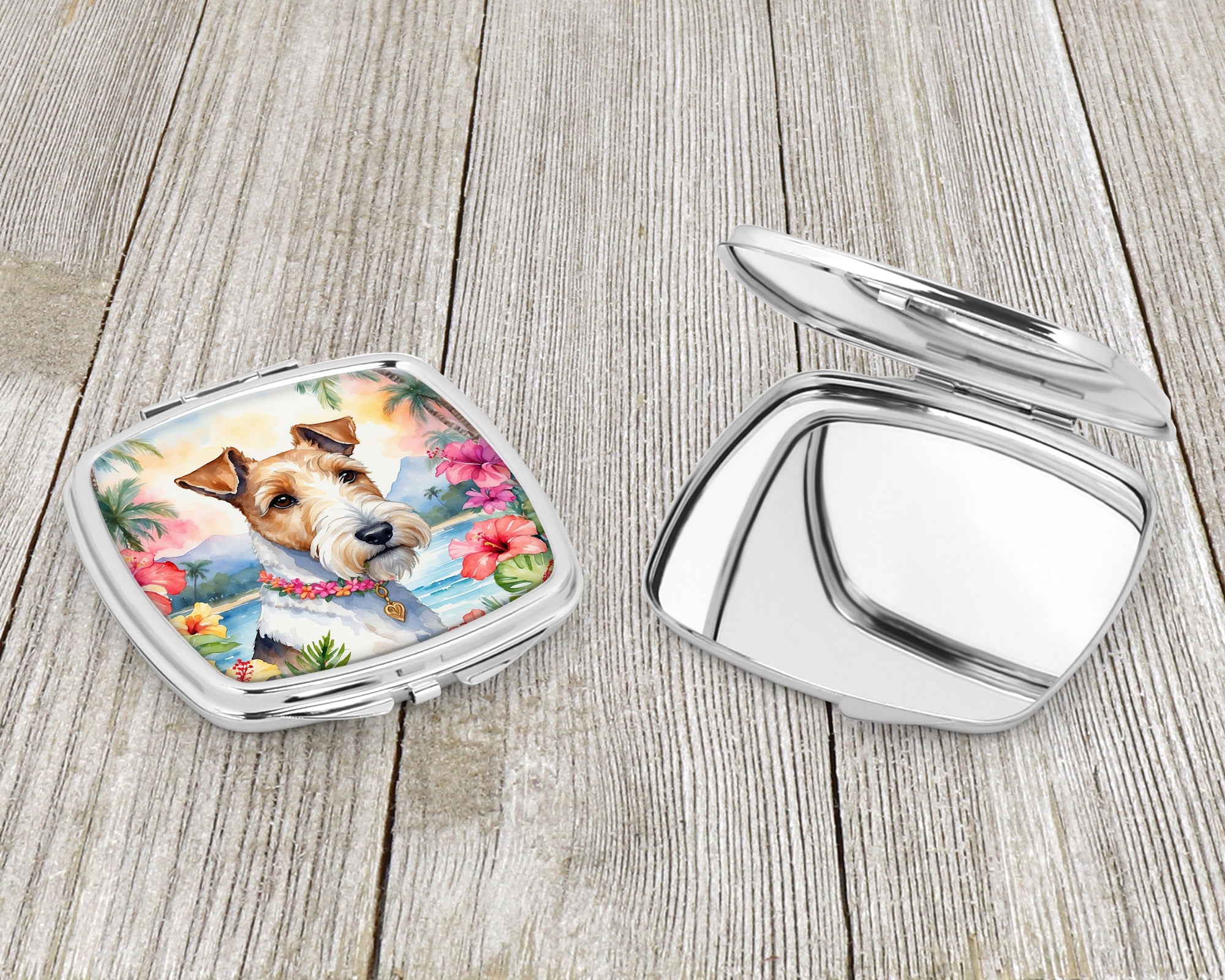 Fox Terrier Luau Compact Mirror