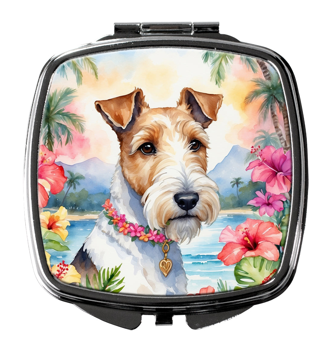 Buy this Fox Terrier Luau Compact Mirror