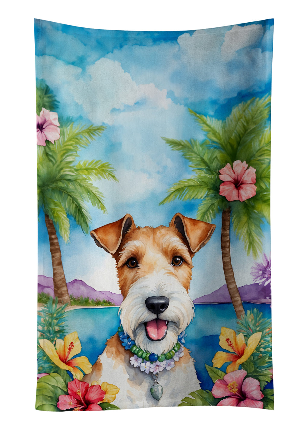 Buy this Fox Terrier Luau Kitchen Towel