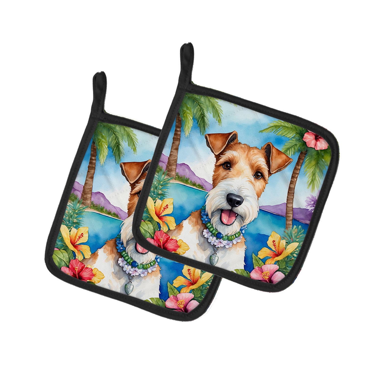 Buy this Fox Terrier Luau Pair of Pot Holders