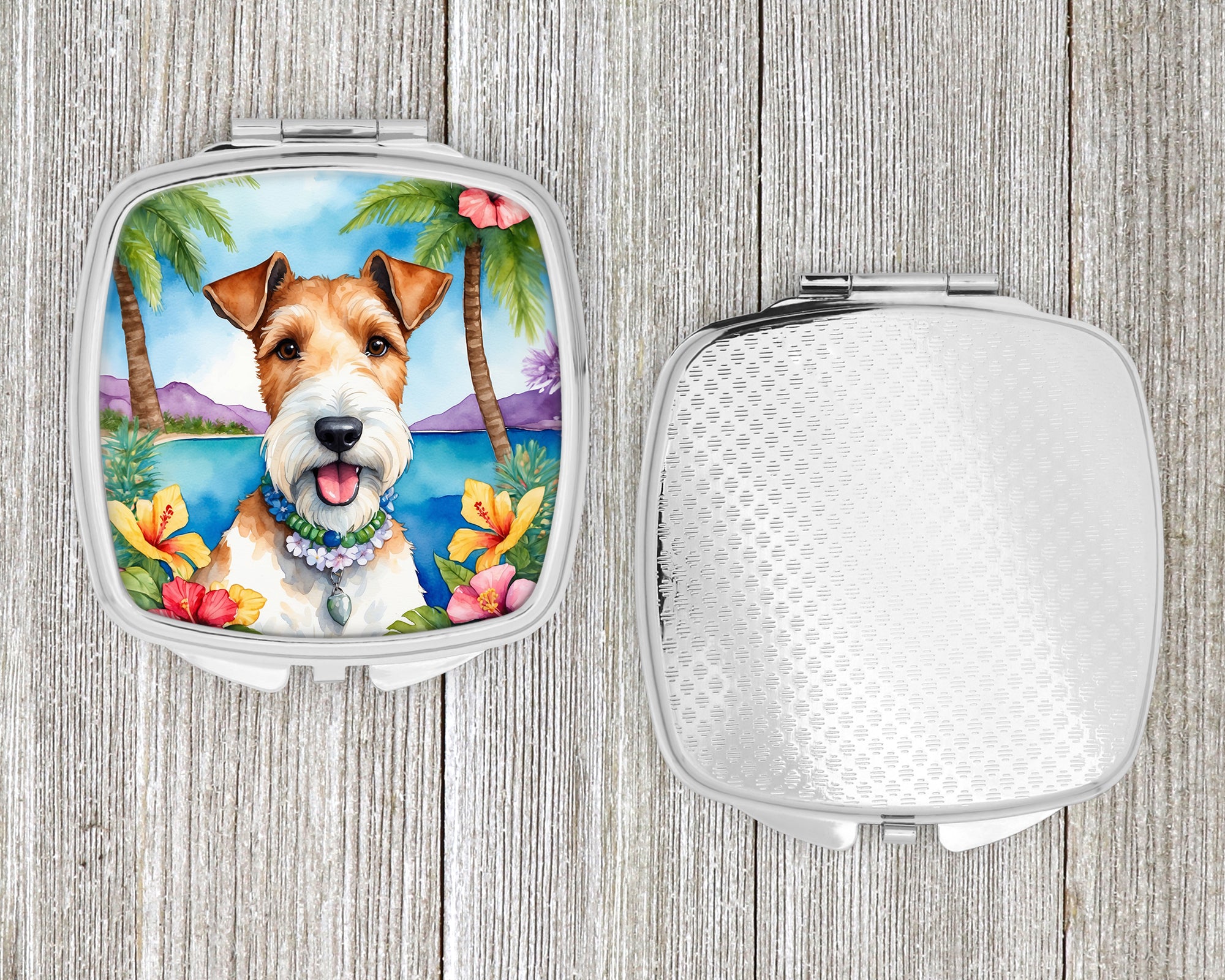 Fox Terrier Luau Compact Mirror