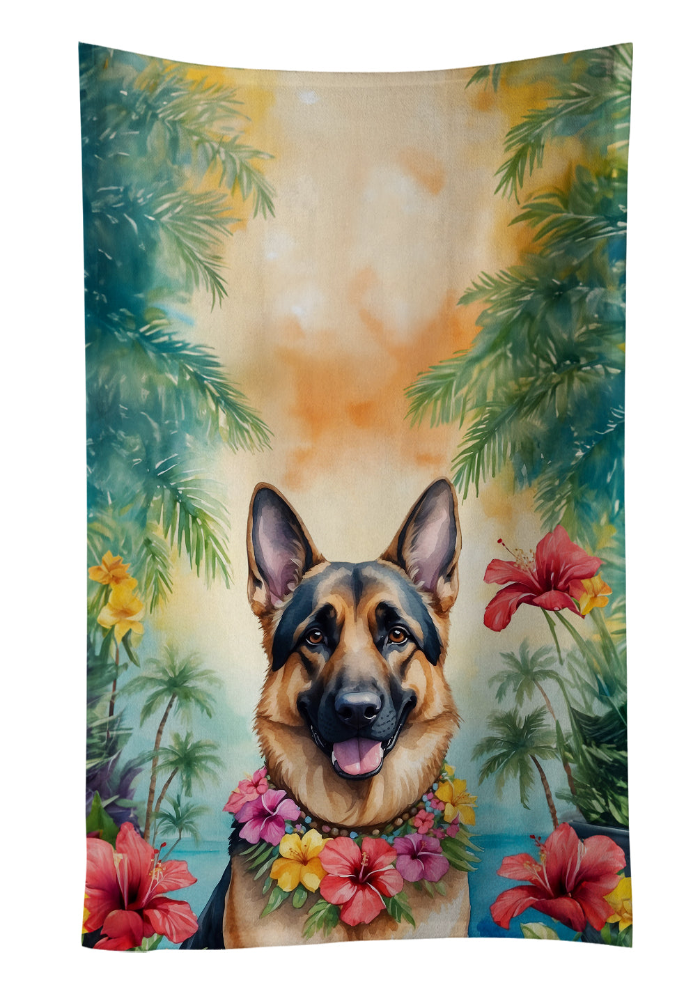 Buy this German Shepherd Luau Kitchen Towel