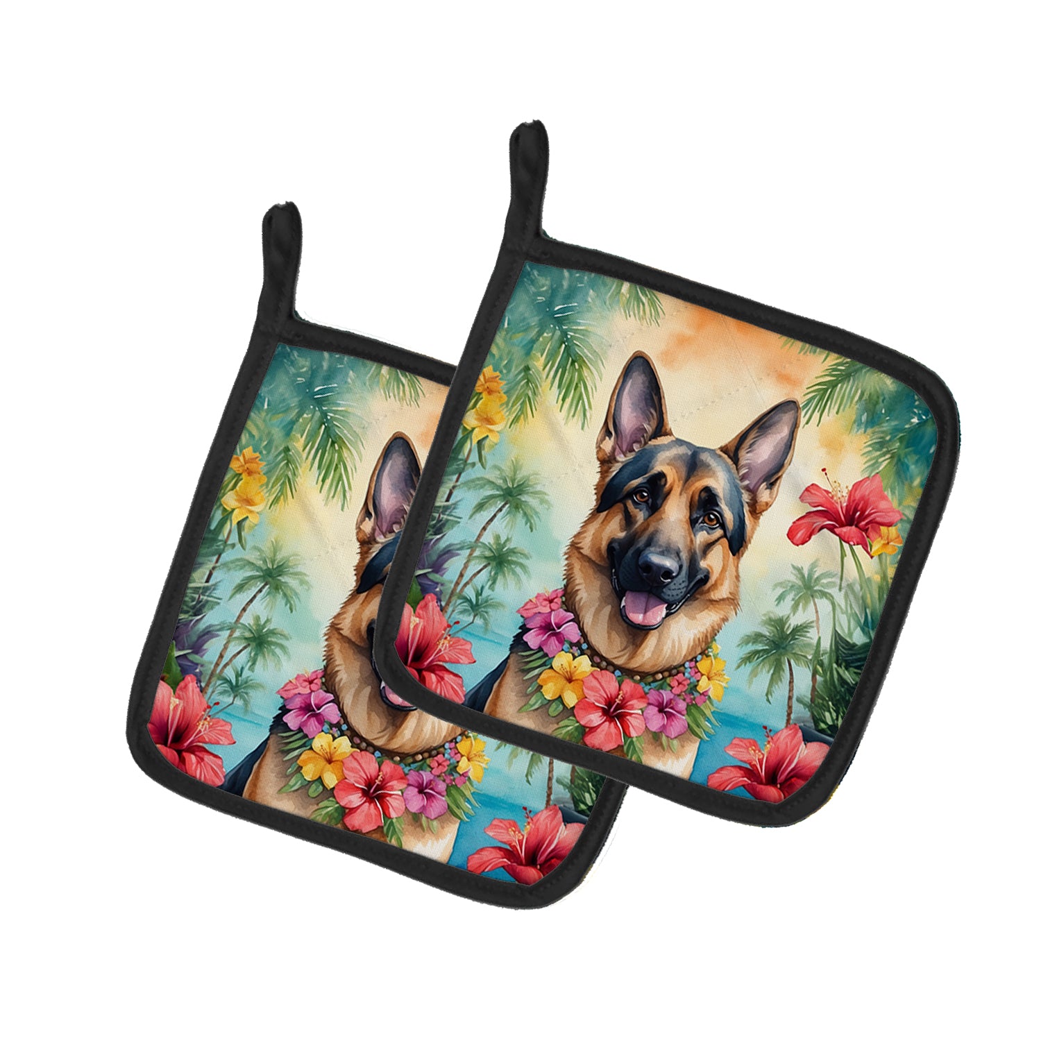 Buy this German Shepherd Luau Pair of Pot Holders