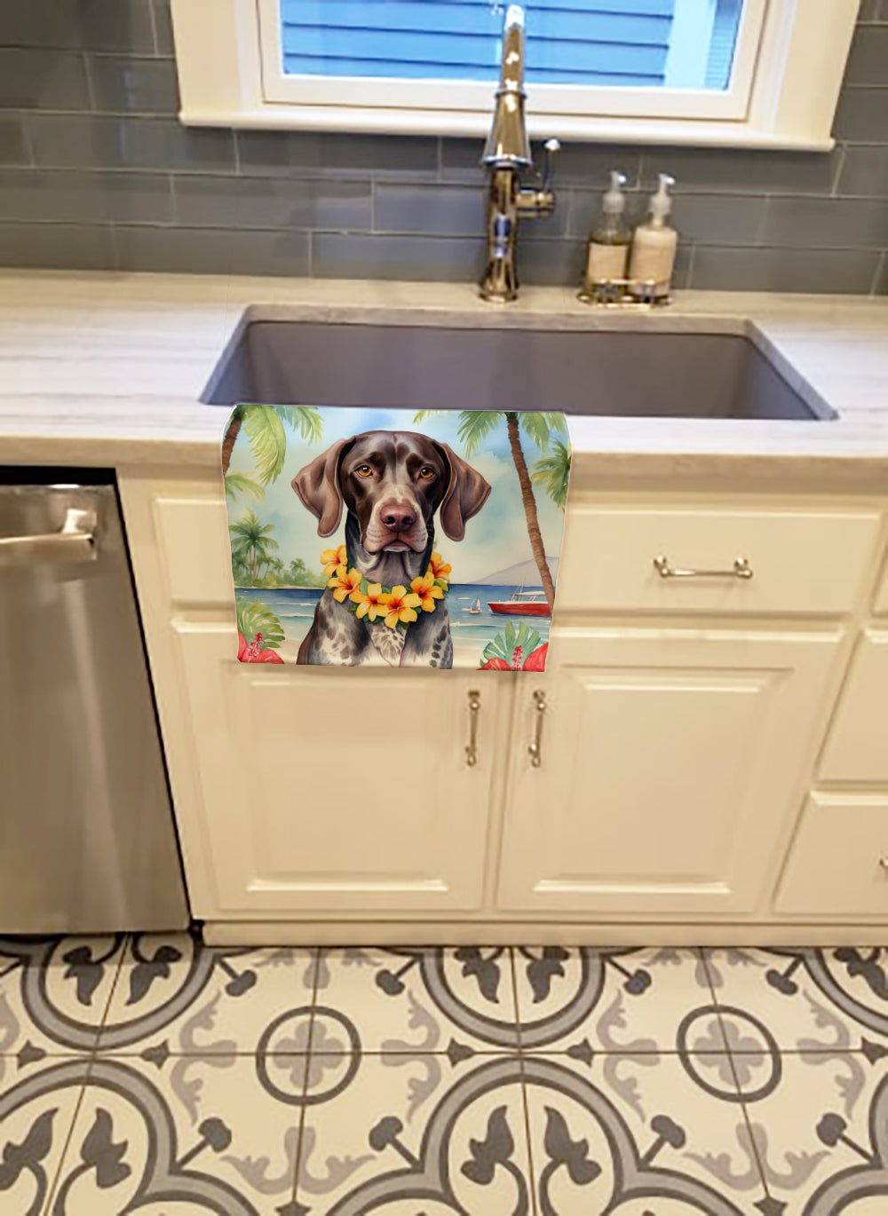 German Shorthaired Pointer Luau Kitchen Towel