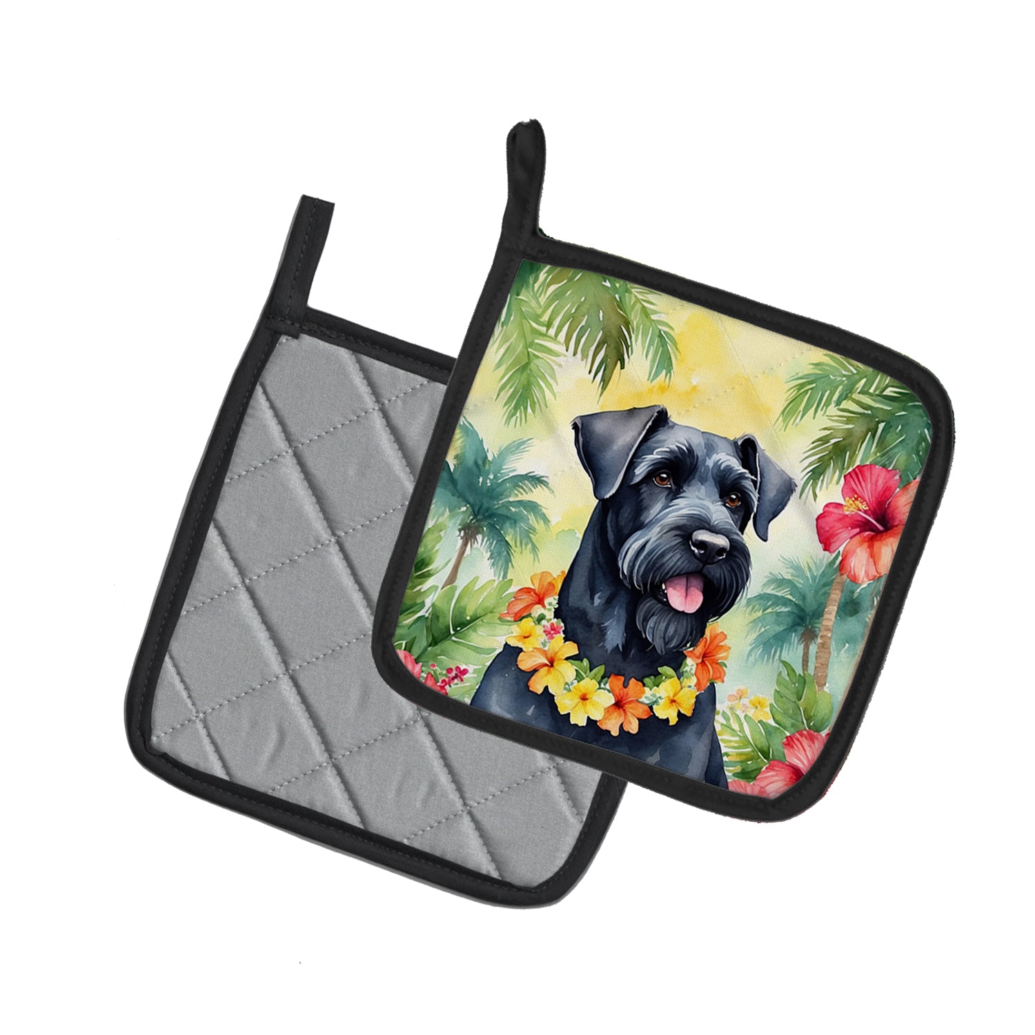 Giant Schnauzer Luau Pair of Pot Holders