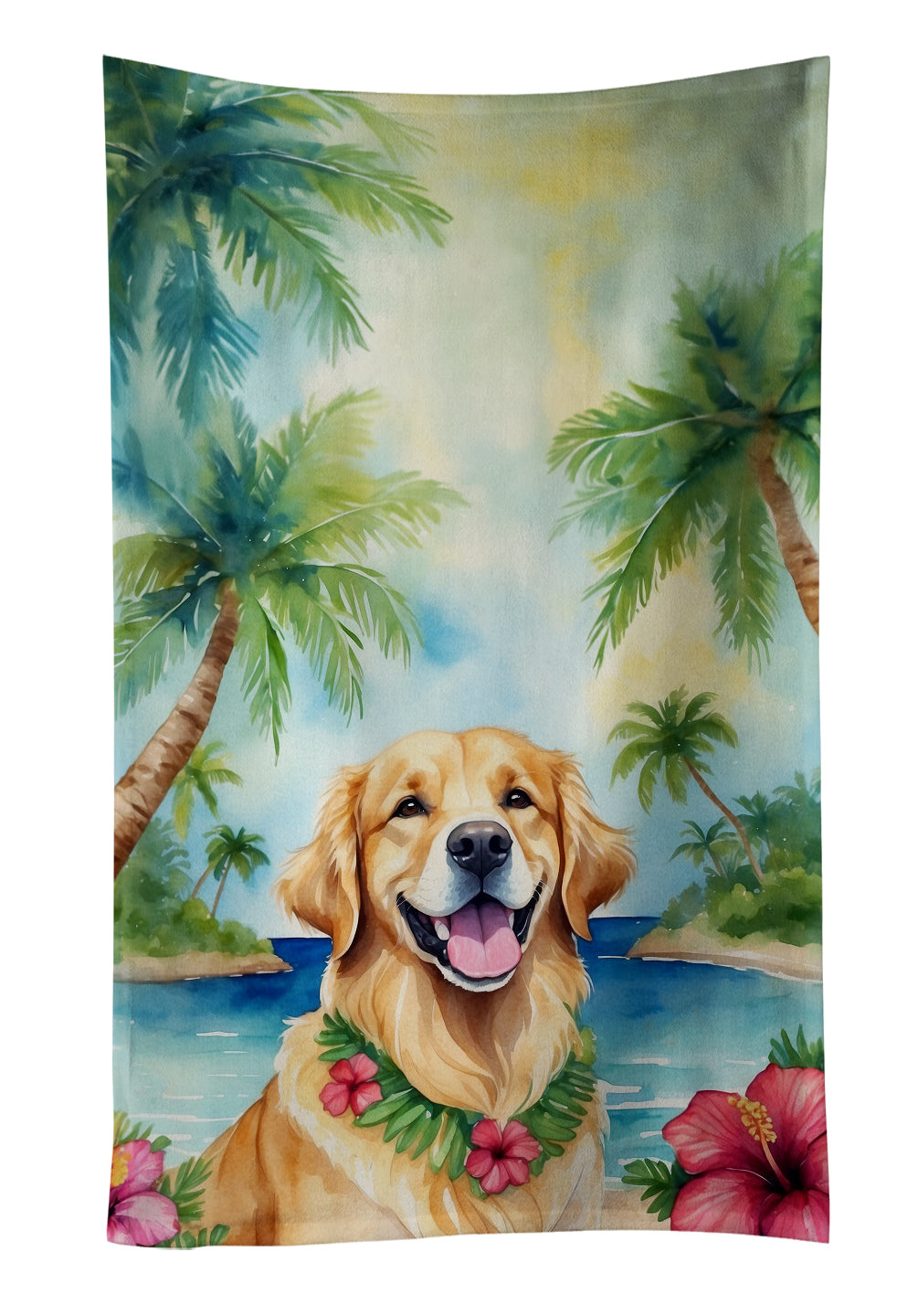 Buy this Golden Retriever Luau Kitchen Towel