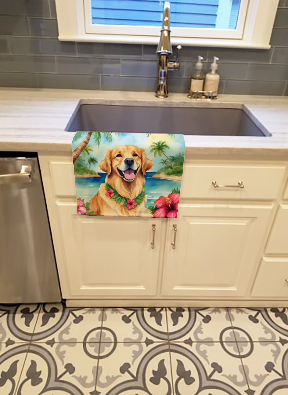 Golden Retriever Luau Kitchen Towel