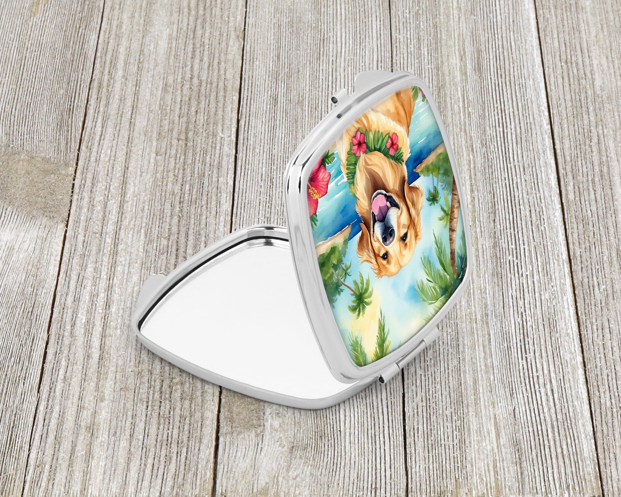 Buy this Golden Retriever Luau Compact Mirror