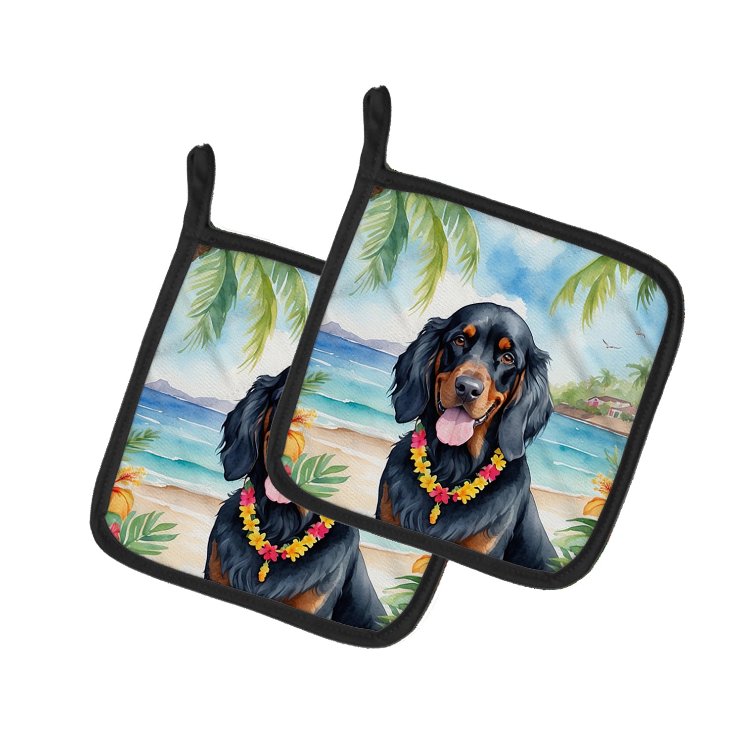 Buy this Gordon Setter Luau Pair of Pot Holders